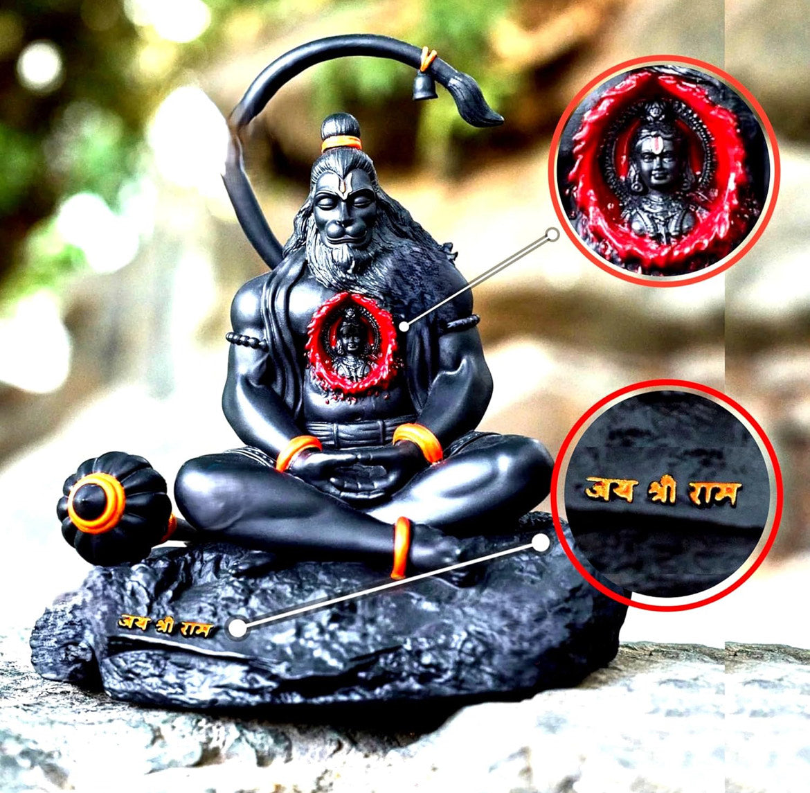 STANGKART Sitting Hanuman Ji Statue with Ram Lalla Inside Chest | StangCart™